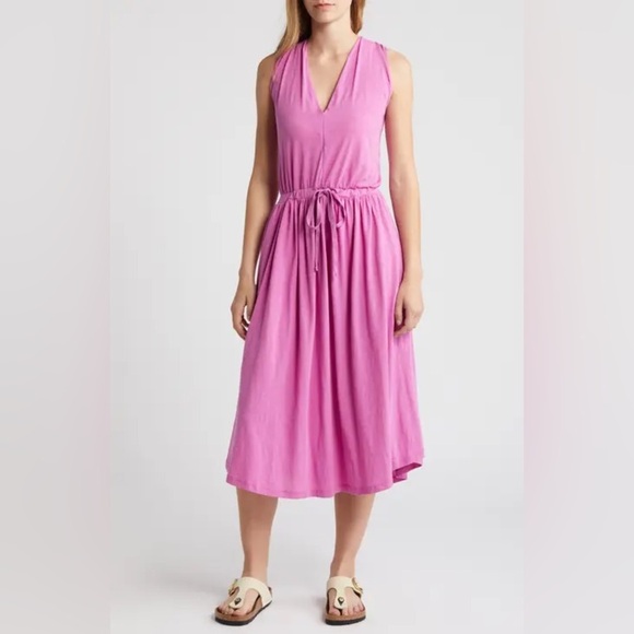 NWT Nation Ltd Brianna Midi  Rosebud Pink Dress Large L Beach Lightweight Casual - Picture 13 of 13